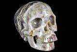 Realistic, Carved Chevron Amethyst Skull #151196-1